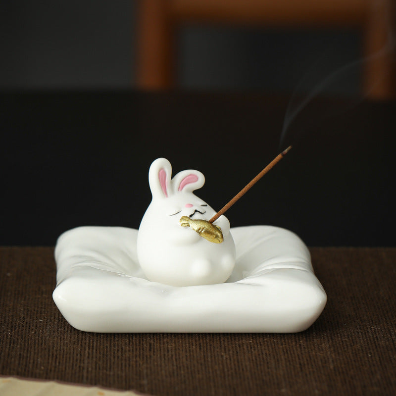 Adorable Rabbit Offers Incense Cute Incense Insert Small Incense Burner Ceramic