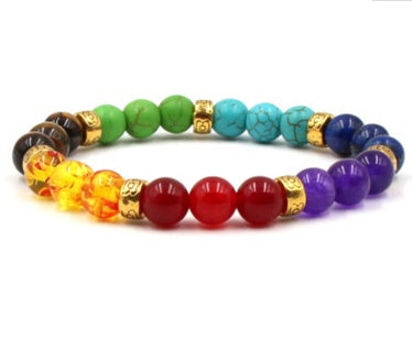 Natural Stone Colorful Chakra Energy Yoga Bracelet