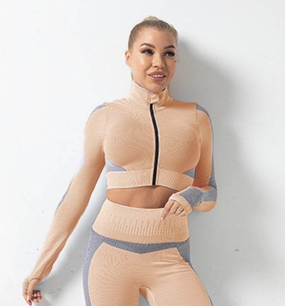 Autumn And Winter Seamless Jacket Zipper Suit Hip-Lifting Fitness Sports Yoga Wear