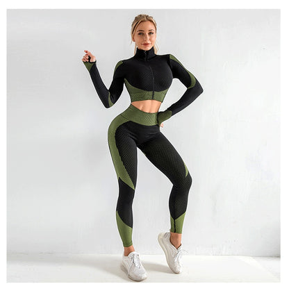 Zipper yoga suit