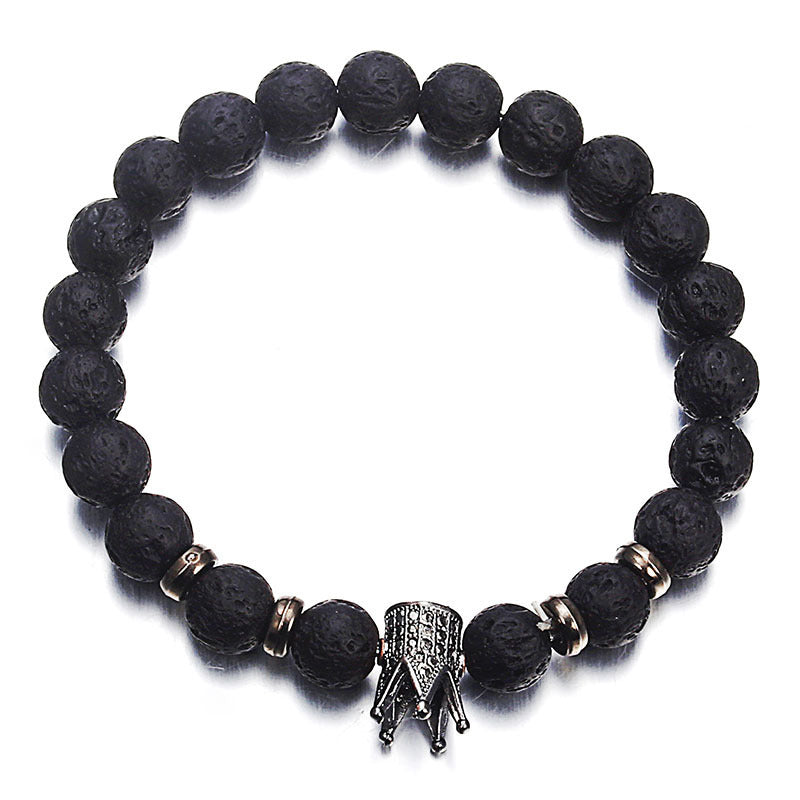 Fashion Lava Natural Stone Beads Bracelet For Women Men Man Crystal Crown Hand Bracelets Jewelry Mens Accessories