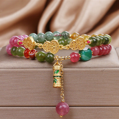 Pulsera de turmalina de color jade natural para mujer