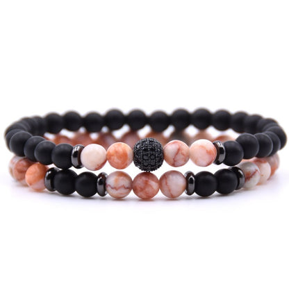 Micro-inlaid Zircon Nracelet 6mm Natural Stone Beaded Bracelet