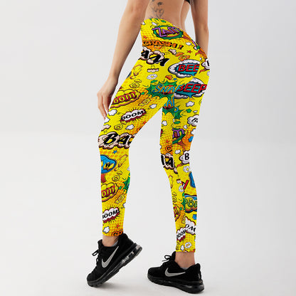 Printed Anime Leggings Women Slim Fit Exercise Feet Pants