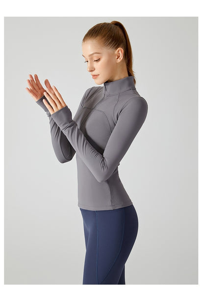 Velvet Hoodie Long Sleeve Yoga Workout Clothes Fitness Running Exercise Coat