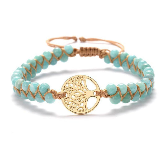 Tree Charm Bracelets African Japser String Braided Bracelets Yoga Handmade Friendship Lover Bracelet Tree of Life Charm Bracelet