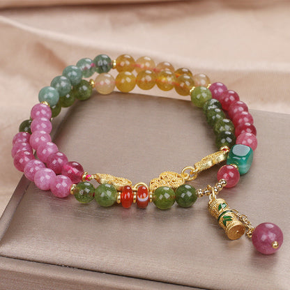 Pulsera de turmalina de color jade natural para mujer