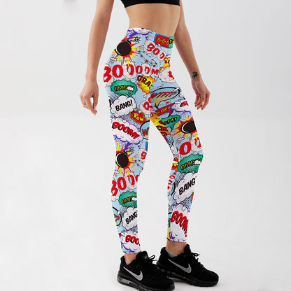 Printed Anime Leggings Women Slim Fit Exercise Feet Pants