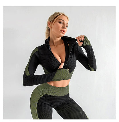 Zipper yoga suit