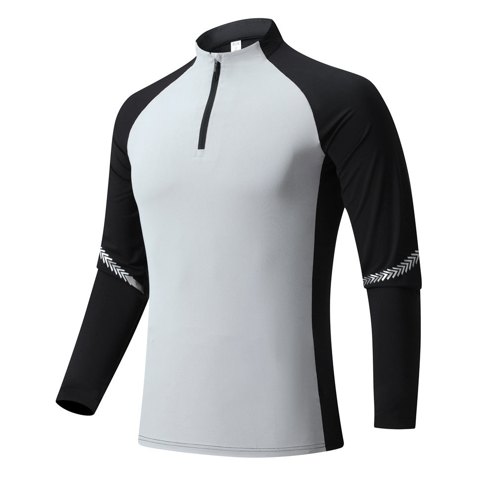 Stand Collar Half Zip Solid Color Workout Clothes Training Men