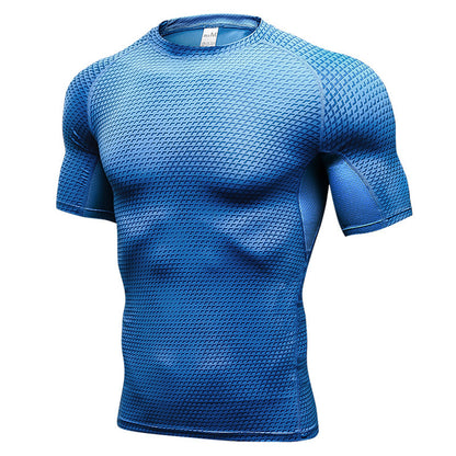 Men's Short Sleeve Quick Drying Clothes 3D Printing Fitness Running Training