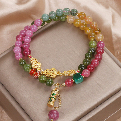 Pulsera de turmalina de color jade natural para mujer