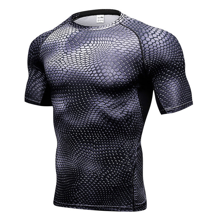 Men's Short Sleeve Quick Drying Clothes 3D Printing Fitness Running Training