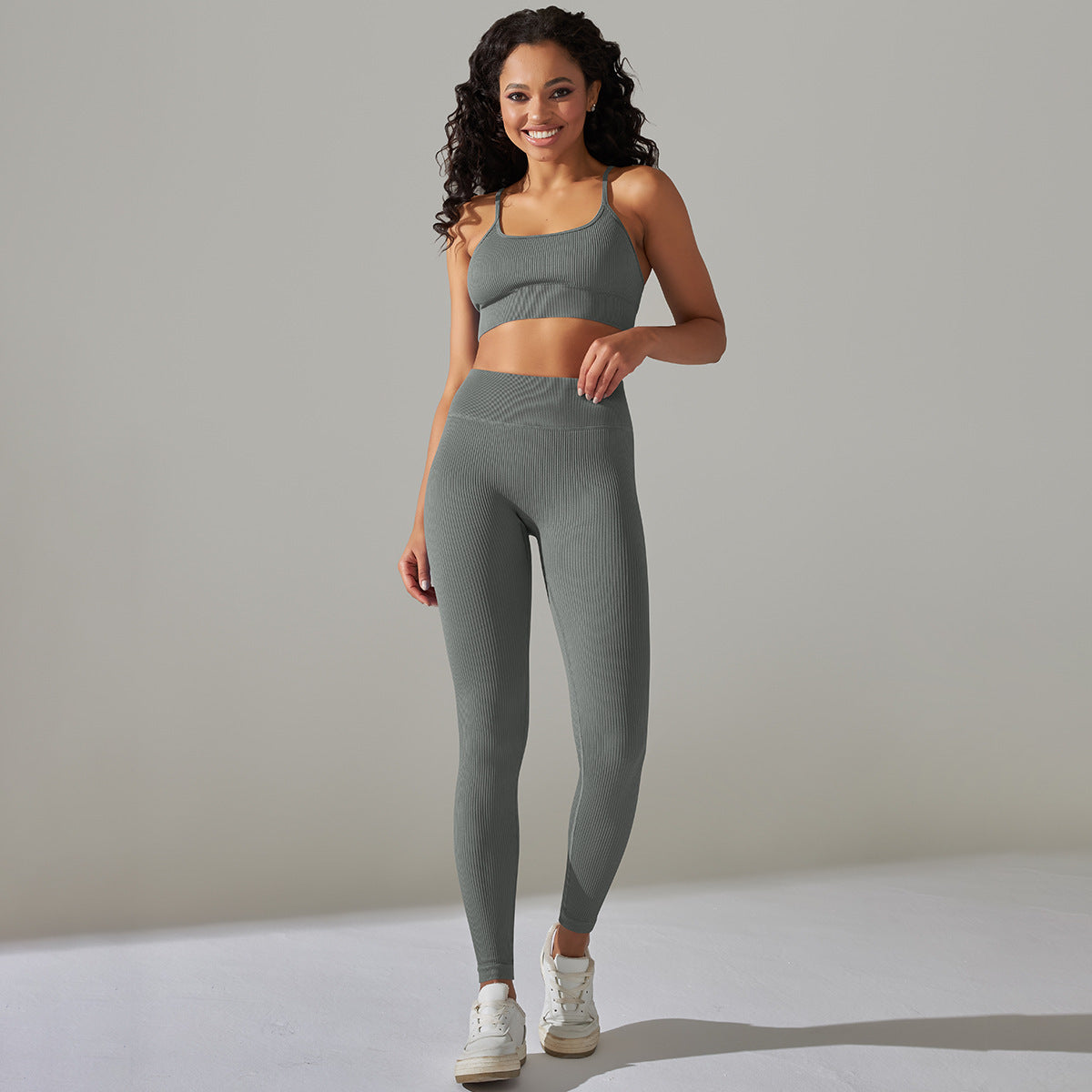 Seamless Knitted Thread High Elastic Exercise Yoga Clothes Suit