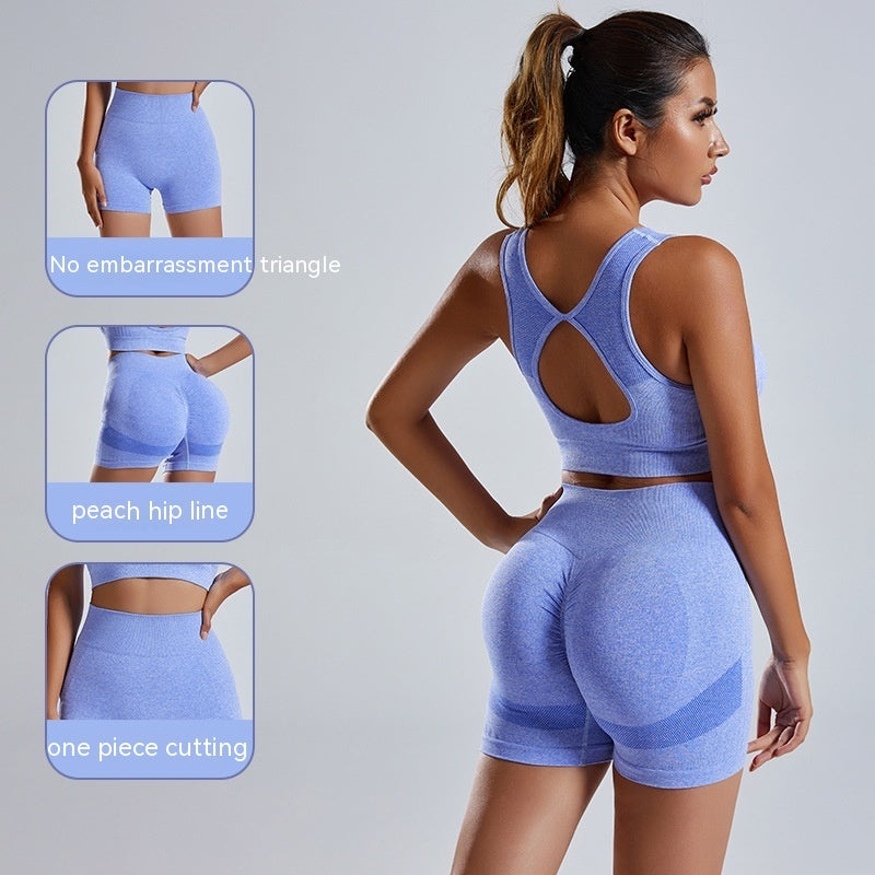 Summer Seamless Knitted Exercise Yoga Clothes Suit