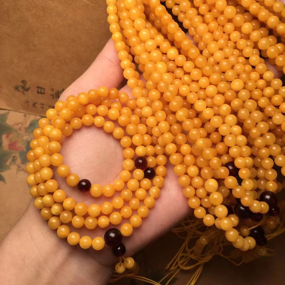 Natural Beeswax 108 Buddha Beaded Necklace Accessories