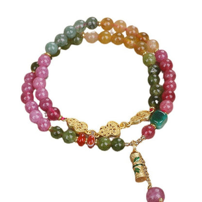 Pulsera de turmalina de color jade natural para mujer