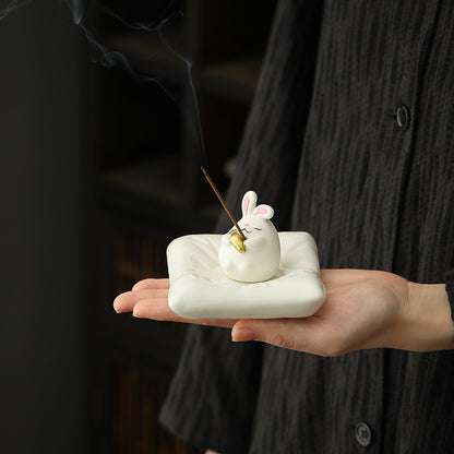 Adorable Rabbit Offers Incense Cute Incense Insert Small Incense Burner Ceramic