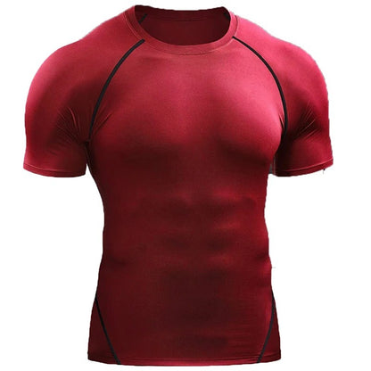 Workout Clothes Short Sleeve Men Quick Drying Clothes Exercise Running T-shirt