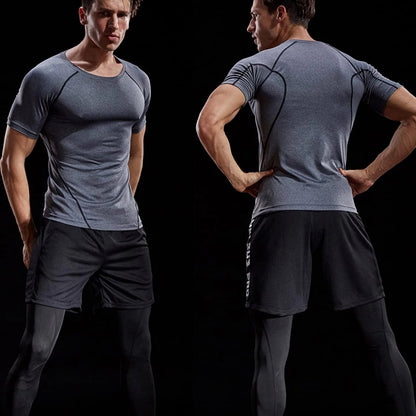 Workout Clothes Short Sleeve Men Quick Drying Clothes Exercise Running T-shirt