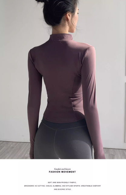 Quick Drying Clothes Exercise Coat Women's Skinny Yoga Clothes Long Sleeve Top