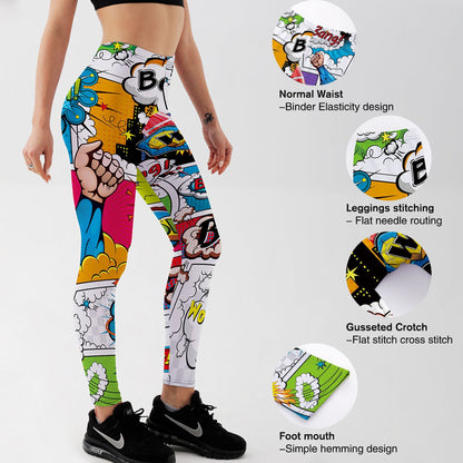 Printed Anime Leggings Women Slim Fit Exercise Feet Pants