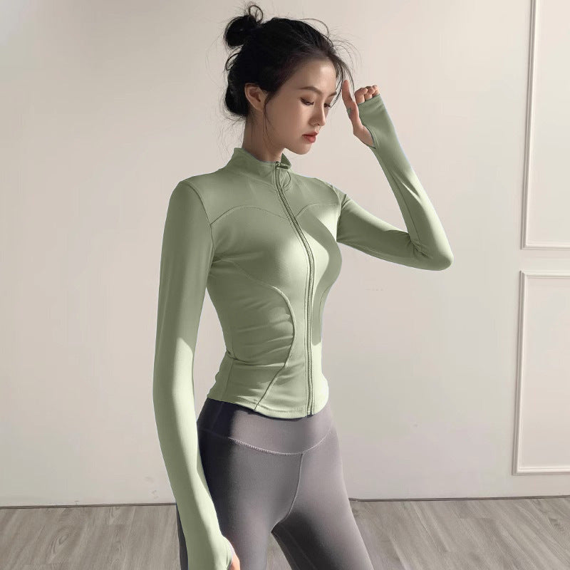 Quick Drying Clothes Exercise Coat Women's Skinny Yoga Clothes Long Sleeve Top